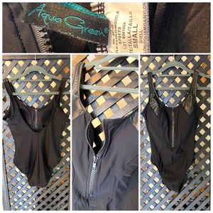 Women's Black Zip-Up One-piece Swim Suit